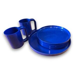 Vintage MCM Heller Massimo Vignelli Red Plastic Dinnerware Set Mug Bowl Plate